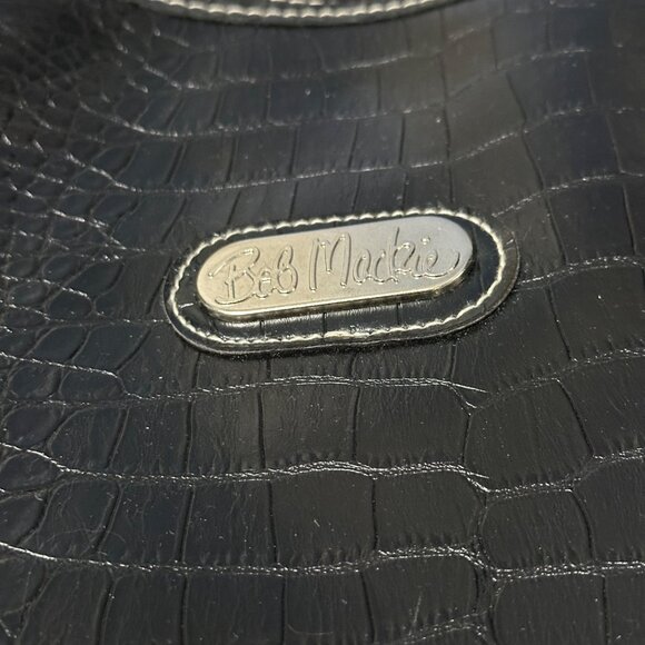Bob Mackie large faux croc leather black double handled travel tote - Picture 2 of 7